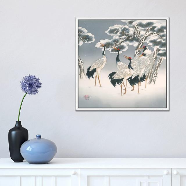 Waiting in the Snow - Painting Print on Canvas Bloomsbury Market Size: 45.72cm H x 45.72cm W x 3.81cm D, Format: White Framed on Productcaster.