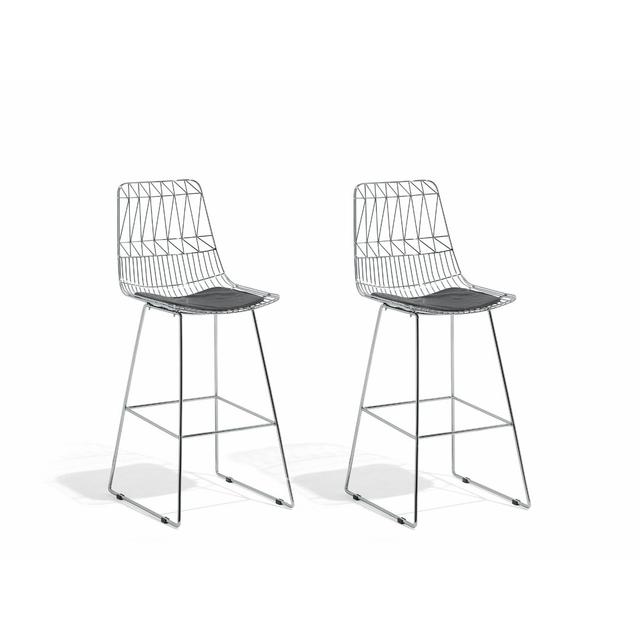 Crestline 76cm Bar Stool (Set of 2) 17 Stories Colour (Seat): Silver on Productcaster.