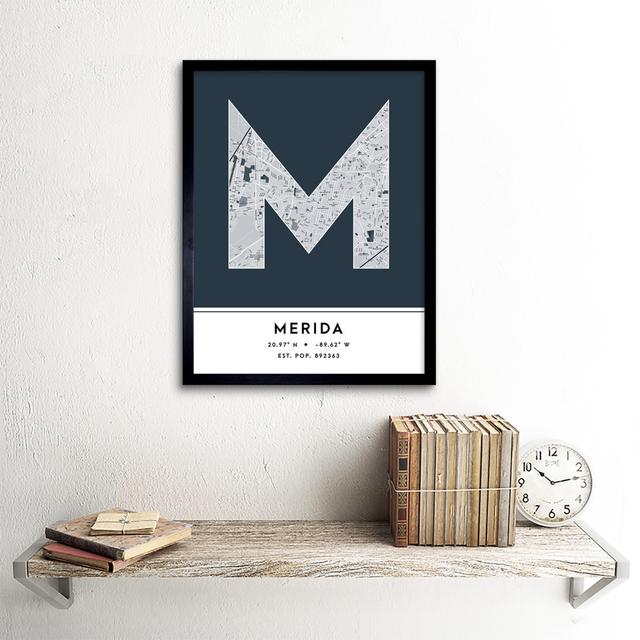 Merida Mexico City Map Navy - Picture Frame Typography Wee Blue Coo on Productcaster.