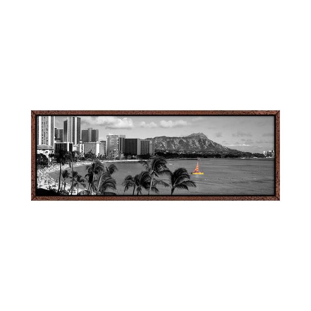 Waikiki Beach, Honolulu, Hawaii, USA Color Pop by Panoramic Images - Panoramic Gallery-Wrapped Canvas Giclée on Canvas Beachcrest Home Size: 60.96cm H on Productcaster.