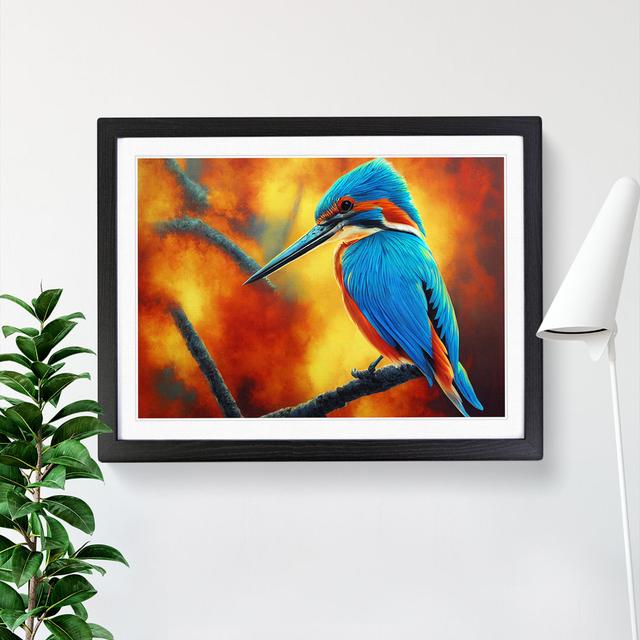 Amazing Kingfisher Bird - Picture Frame Graphic Art Marlow Home Co. Size: 34cm H x 46cm W x 2cm D, Frame Colour: Black Framed on Productcaster.