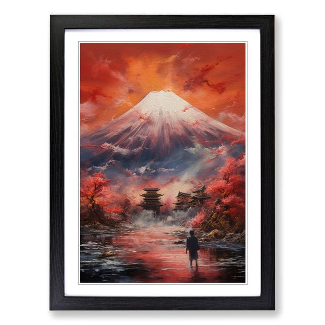 Mount Fuji Action Painting - Single Picture Frame Print on Wood Big Box Art Size: 34cm H x 25cm W x 2cm D, Frame Colour: Black on Productcaster.