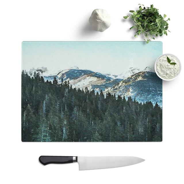 Glass Montana Mountain Behind The Forest Chopping Board East Urban Home Size: 39 cm W x 28.5 cm L on Productcaster.