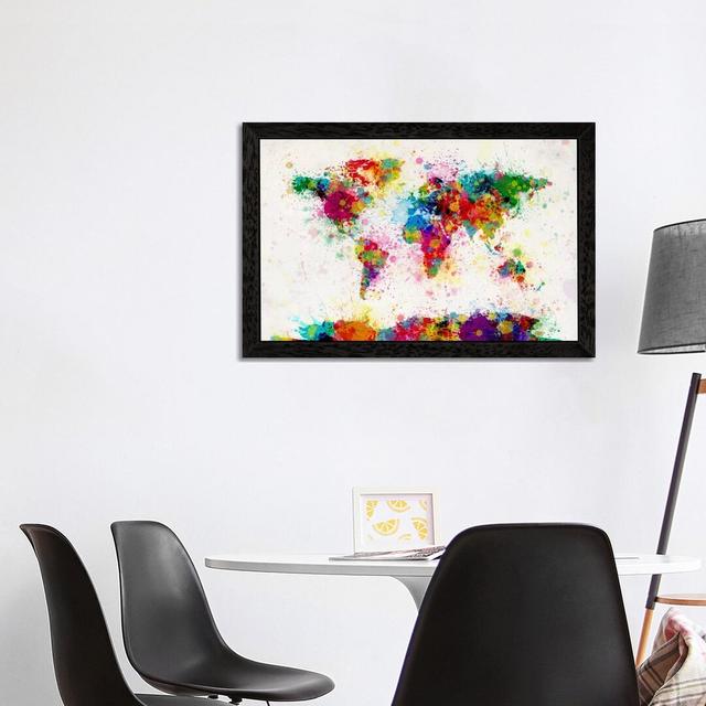 World Map Paint Drops III by Michael Tompsett - Painting Print on Canvas Trent Austin Design Size: 66.04cm H x 101.6cm W x 3.81cm D, Frame Option: Bla on Productcaster.