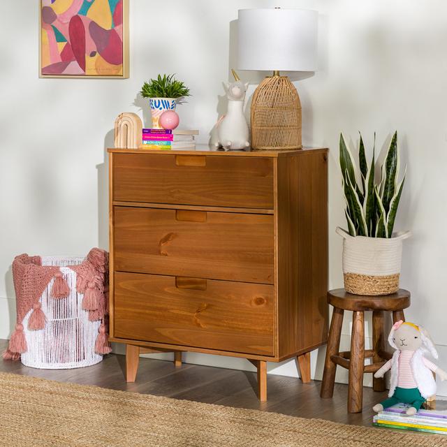 Tennyson 3 Drawer 76Cm W Solid Wood Chest Of Drawers Hykkon Colour: Caramel on Productcaster.