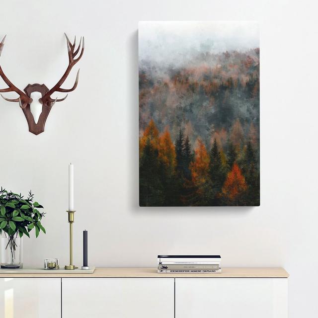 Misty Forest in the Autumn - Wrapped Canvas Painting Print East Urban Home Size: 60cm H x 40cm W x 3cm D on Productcaster.