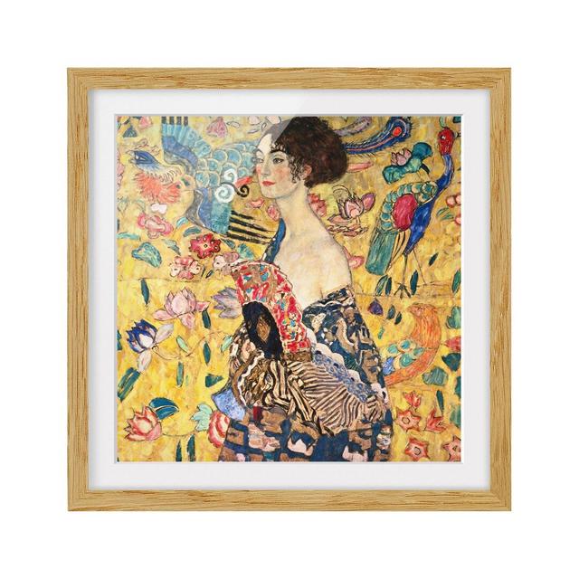 Lady with Fan by Gustav Klimt - Picture Frame Painting Rosalind Wheeler Size: 30cm H x 30cm W x 2cm D, Frame Option: Brown Framed on Productcaster.