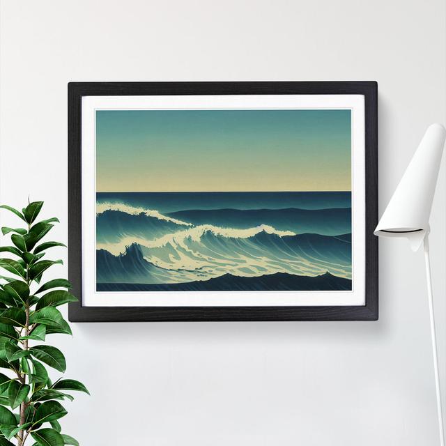 Pretty Ocean Wave House of Hampton Frame Colour: Black Framed, Size: 25cm H x 34cm W x 2cm D on Productcaster.