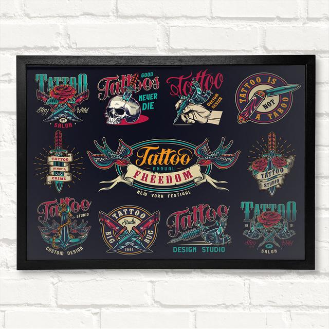 Tattoo Flash Art Studio Framed Print ClassicLiving Size: 29.7cm H x 42cm W on Productcaster.