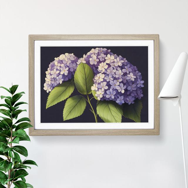 Lively Hydrangea Flowers - Single Picture Frame Print 17 Stories Size: 46cm H x 64cm W, Frame Colour: Oak on Productcaster.