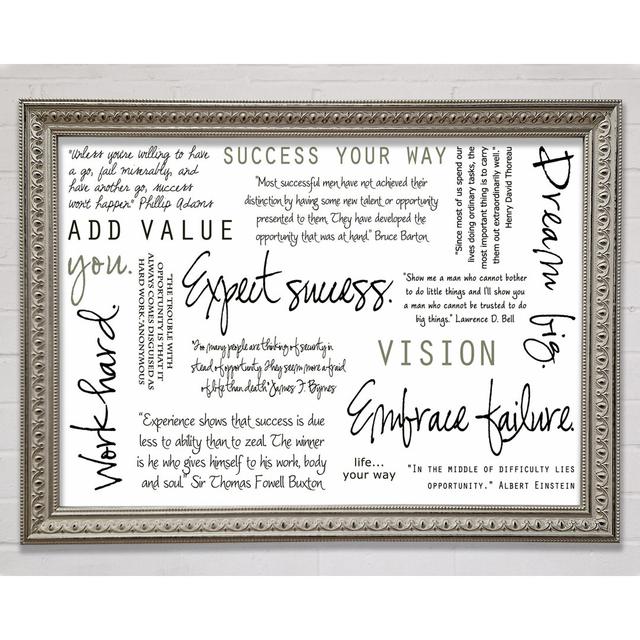 Work Hard Dream Big Expect Success - Print Happy Larry Size: 59.7cm H x 84.1cm W x 1.5cm D, Format: Gunmetal Framed Paper, Colour: White on Productcaster.