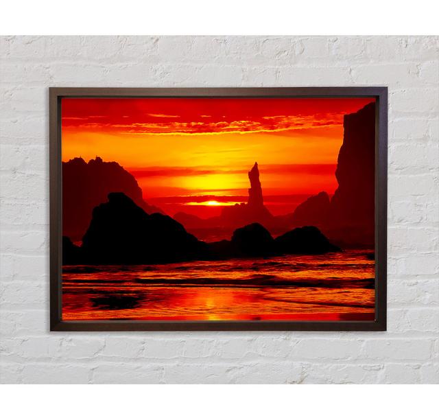 Orange Ocean Monuments - Single Picture Frame Art Prints on Canvas Bright Star Size: 100cm H x 141.4cm W x 3.3cm D on Productcaster.