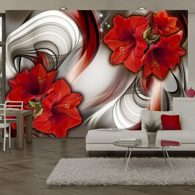 Amaryllis Ballad of the Red 2.80m x 400cm Wallpaper East Urban Home Size: 300 cm x 210 cm on Productcaster.