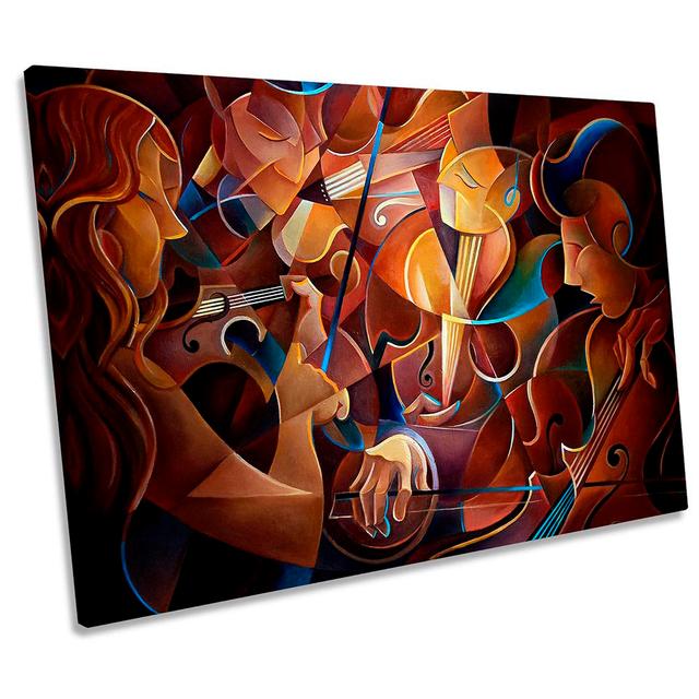 Violin Orchestra Modern Print CANVAS WALL ART Picture Brown Rosalind Wheeler Size: 61cm H x91.4cm W x4cm D on Productcaster.