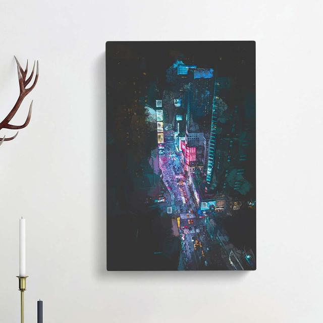 Looking at Times Square in New York in Abstract - Wrapped Canvas Graphic Art Print East Urban Home Size: 91cm H x 60cm W x 3cm D on Productcaster.