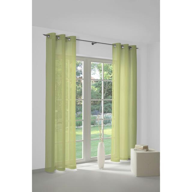 Semi Sheer Curtains (Set of 2) Marlow Home Co. Panel Size: 145cm Width x 145cm Drop, Colour: Lime green on Productcaster.