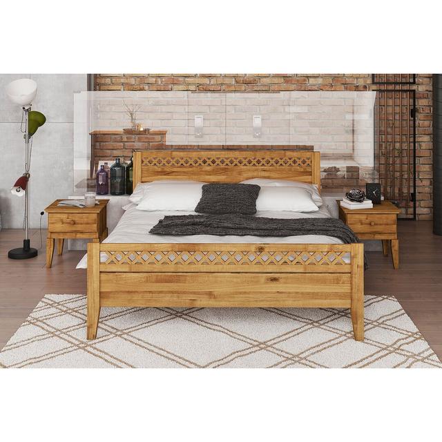 Letona Bed Frame Union Rustic Size: 86 x 230cm, Colour: Oak on Productcaster.