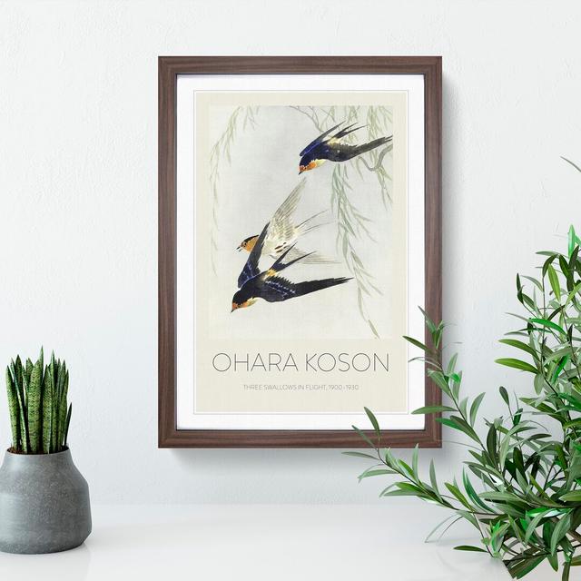 Swallows in Flight by Ohara Koson - Picture Frame Painting East Urban Home Frame Option: Walnut Framed, Size: 48cm H x 36cm W x 2cm D on Productcaster.