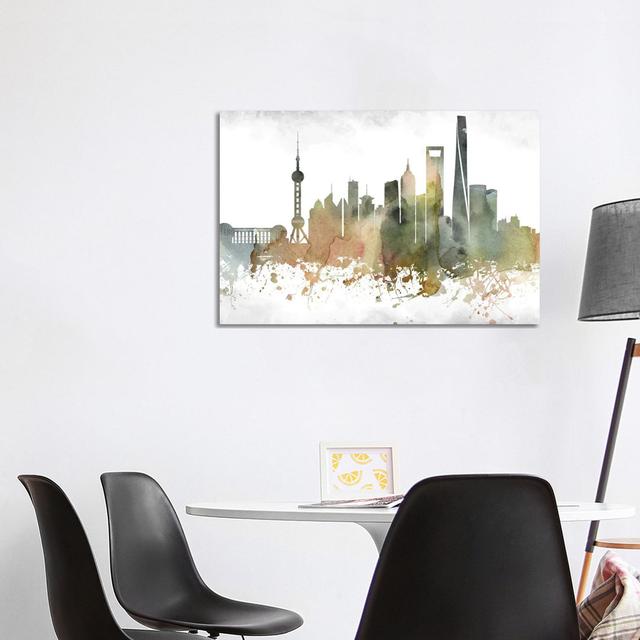 Shanghai Skyline by WallDecorAddict - Wrapped Canvas Painting Latitude Run Size: 66.04cm H x 101.6cm W x 1.91cm D on Productcaster.