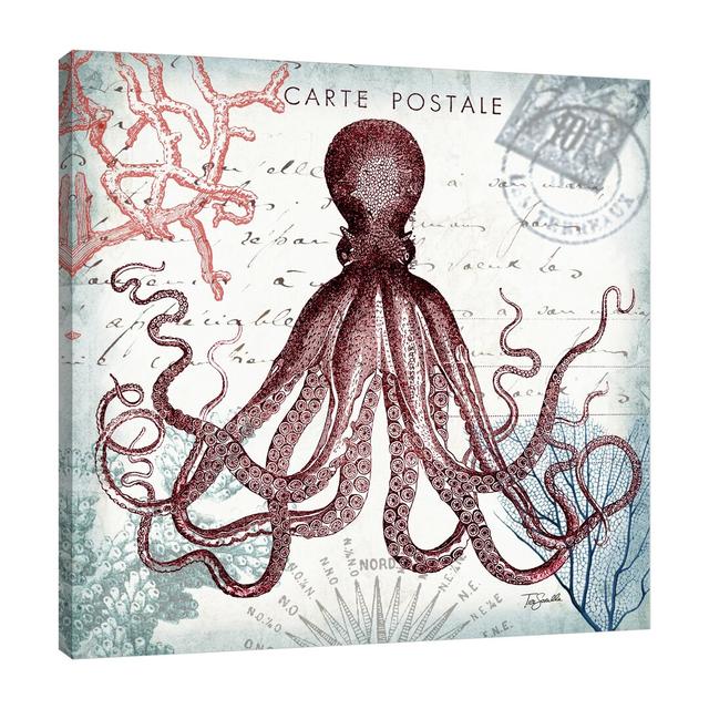 'Seaside Postcard Octopus II' by Tre Sorelle Studios Graphic Art Print on Wrapped Canvas Breakwater Bay Size: 30.48cm H x 30.48cm W on Productcaster.