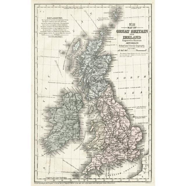 Mitchells Map G. Britain and Ireland - Wrapped Canvas Photograph Breakwater Bay Size: 30cm H x 20cm W on Productcaster.