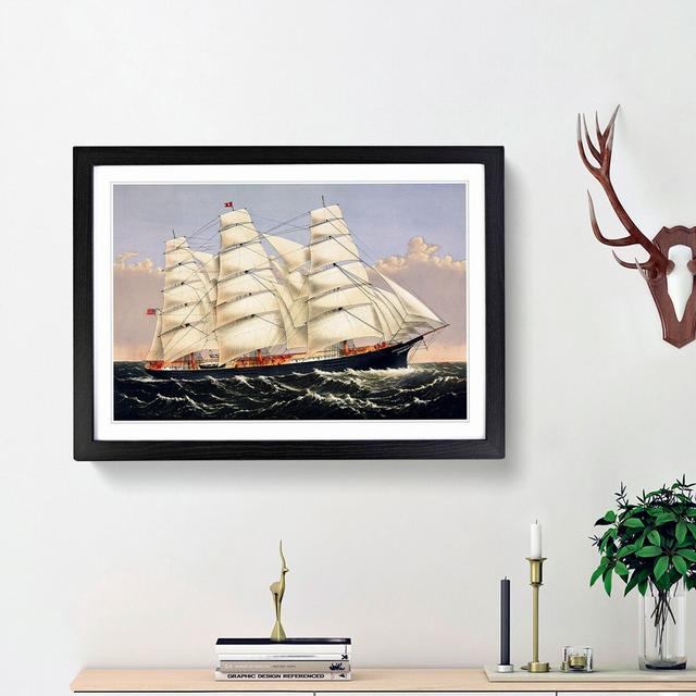 A Sailing Clipper Ship - Single Picture Frame Painting East Urban Home Size: 33cm H x 45cm W x 2cm D, Format: Black Bordered Framed on Productcaster.