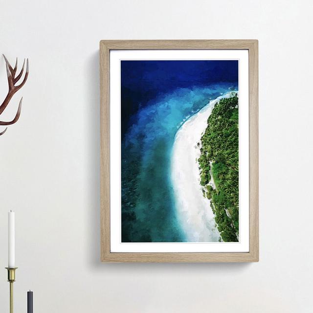 Maldives Paradise Beach in Abstract - Picture Frame Graphic Art Print East Urban Home Frame Option: Oak, Size: 91cm H x 60cm W x 2cm D on Productcaster.