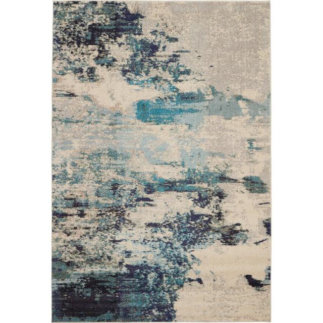 Shugart Power Loom Ivory/Teal Blue Rug Longshore Tides Rug Size: Rectangle 66 x 114cm on Productcaster.