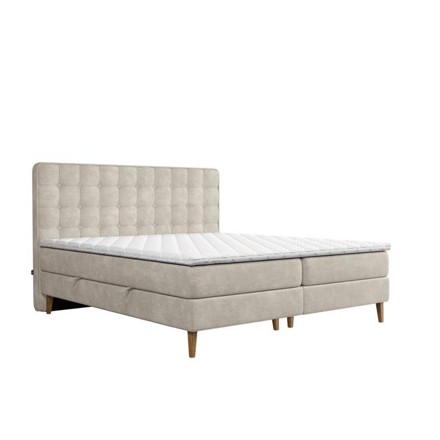 Boxspringbett Bettrys mit Topper und Bettkasten White Noise Farbe: Beige on Productcaster.