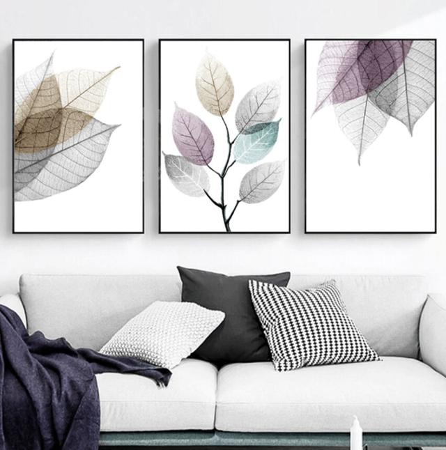 Colour Splash Leaf - 3 Piece Picture Frame Graphic Art Print Set on Paper Clock Canvas Frame Option: Black Framed, Size: 80cm H x 180cm W x 3cm D on Productcaster.