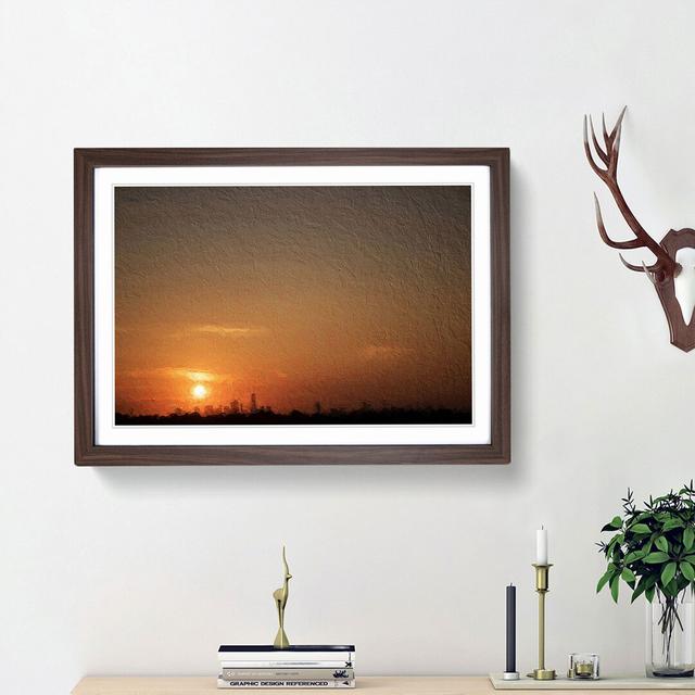 Sunrise over New York City - Picture Frame Painting Print East Urban Home Size: 36cm H x 48cm W x 2cm D, Frame Option: Walnut Framed on Productcaster.