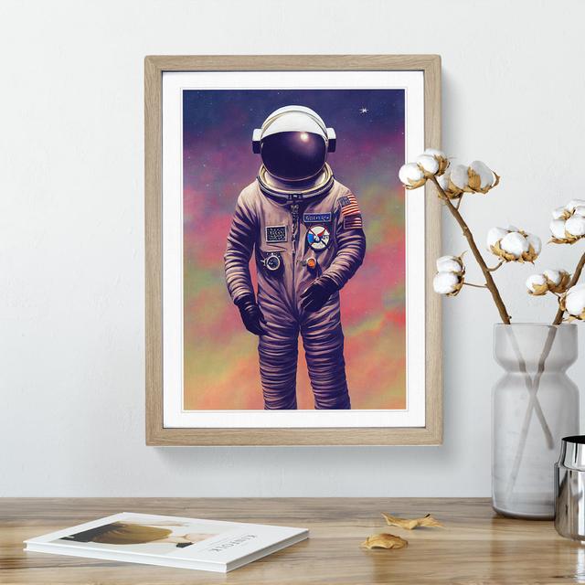 View Of An Astronaut - Single Picture Frame Print George Oliver Size: 34cm H x 25cm W, Frame Colour: Oak on Productcaster.