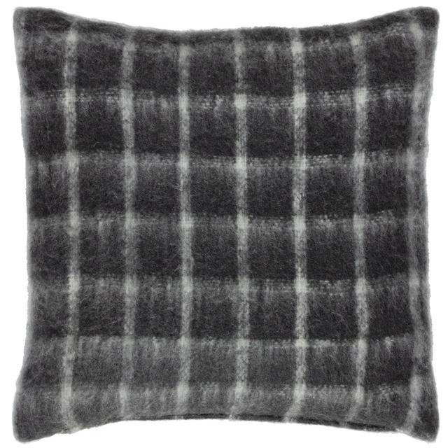 Yarrow Feathers Chequered Square Scatter Cushion with Filling Loft Living Colour: Storm Grey on Productcaster.