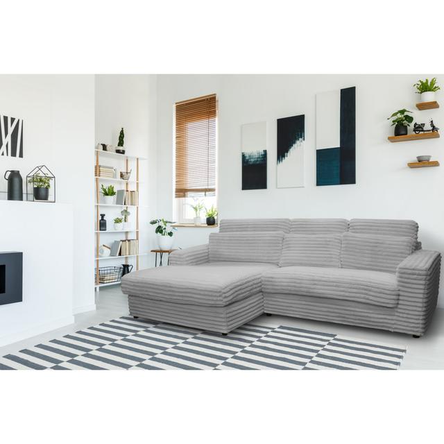 Ecksofa Nicodem 17 Stories Polsterfarbe: Grau/Braun/Blau, Ausrichtung: Ausrichtung links on Productcaster.