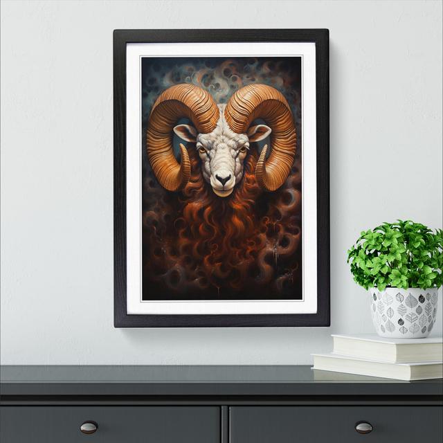 Aries Zodiac Realism - Single Picture Frame Print on Wood Big Box Art Frame Colour: Black Framed, Size: 64cm H x 46cm W x 2cm D on Productcaster.