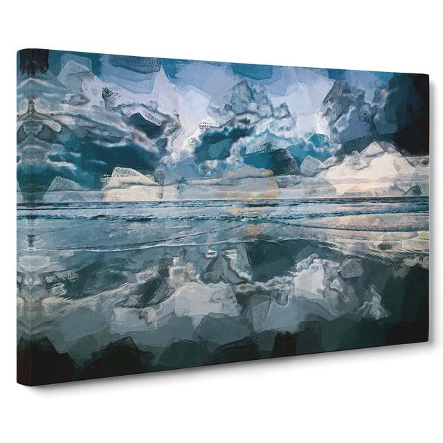 Ocean Reflections in Italy in Abstract - Wrapped Canvas Painting Print East Urban Home Size: 35cm H x 50cm W x 3cm D on Productcaster.