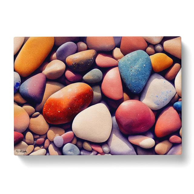 Colourful River Pebbles Vol.2 - Wrapped Canvas Photograph Latitude Run Size: 40cm H x 60cm W x 3cm D on Productcaster.