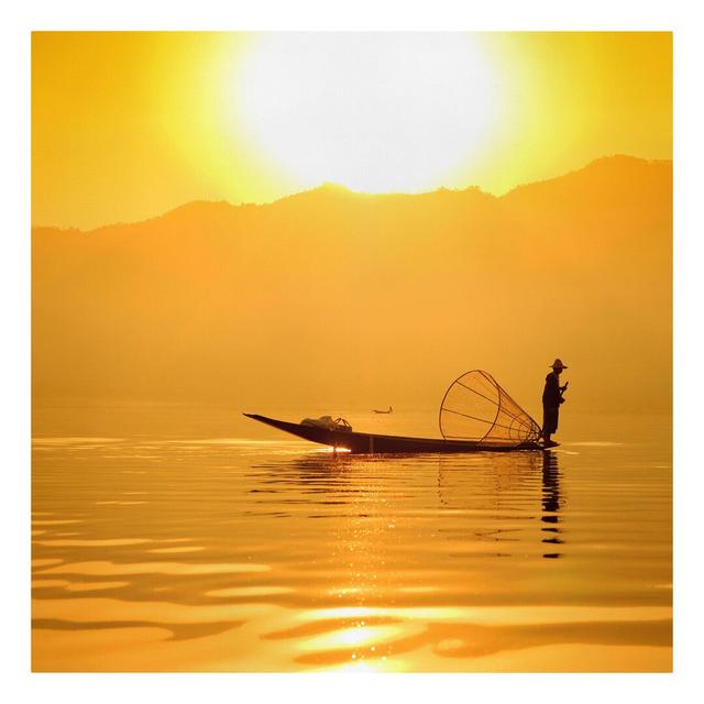 Fisherman at Sunrise - Wrapped Canvas Photograph Union Rustic Format: 260g/m² Canvas, Size: 40cm H x 40cm W on Productcaster.