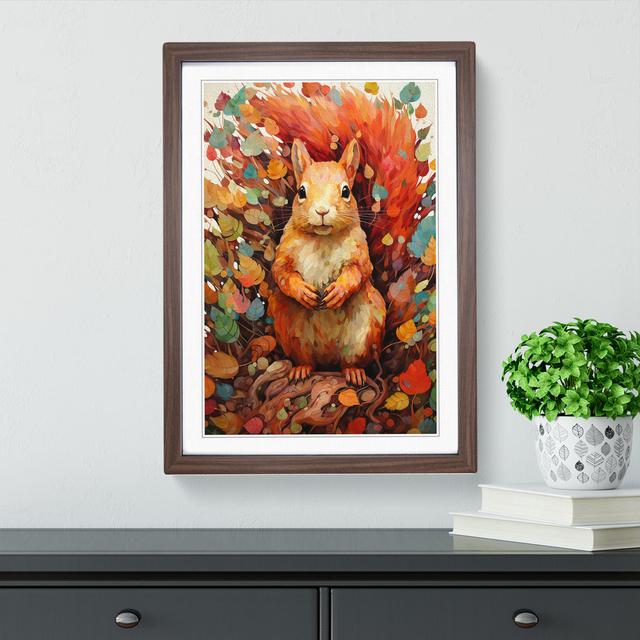 Squirrel Colour Field - Single Picture Frame Art Prints on Wood Alpen Home Size: 64cm H x 46cm W x 2cm D, Frame Colour: Walnut on Productcaster.