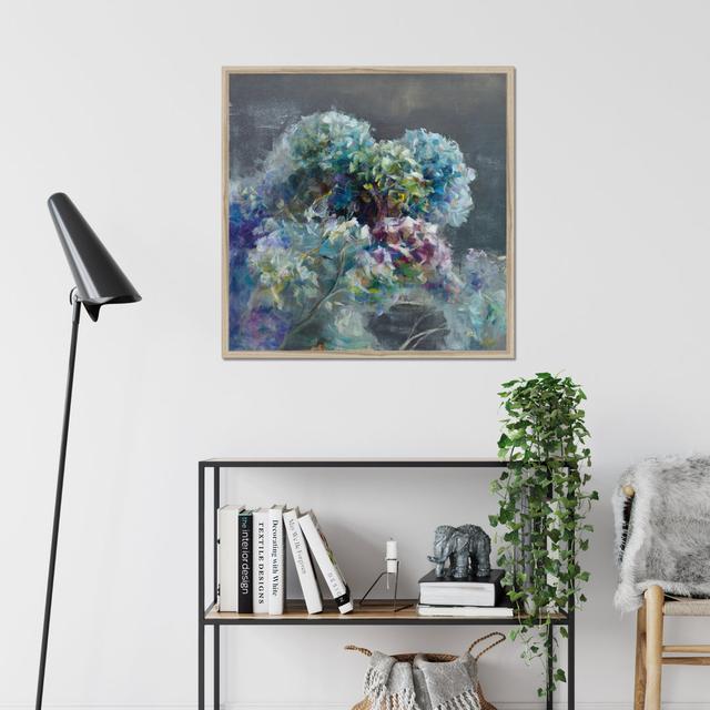 Abstract Hydrangea Dark by Danhui Nai - Painting Lark Manor Format: Natural Wood Framed Paper Print, Size: 80cm H x 80cm W on Productcaster.