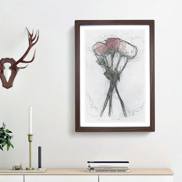 Bunch of Red Roses in Abstract - Picture Frame Graphic Art Print East Urban Home Frame Option: Walnut Framed, Size: 36cm H x 27cm W x 2cm D on Productcaster.