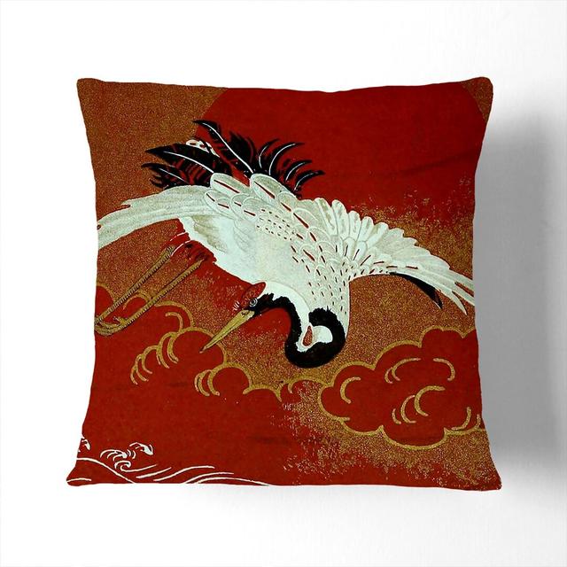 Flying Crane Cushion with Filling East Urban Home Size: 55cm H x 55cm W x 20cm D on Productcaster.