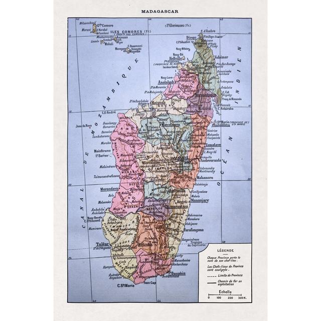 19Th Century Map Of Madagascar by Gwengoat - Wrapped Canvas Print Breakwater Bay Size: 30cm H x 20cm W on Productcaster.