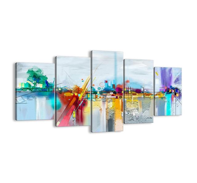 The Bridge of Joy Over the River of Life - 5 Piece Unframed Graphic Art Print Set on Canvas Latitude Run Size: 85cm H x 160cm W x 1.8cm D on Productcaster.