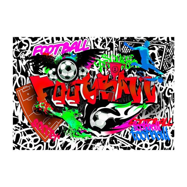 Football Graffiti Wallpaper Brayden Studio Colour: Red/Green, Size: 100cm x 70cm on Productcaster.