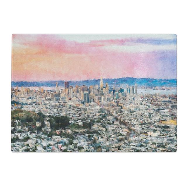 Tempered Glass Evening Colours of San Francisco Chopping Board East Urban Home Size: 28.5 cm x 39 cm on Productcaster.