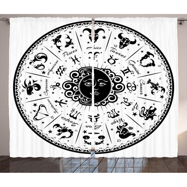 2-tlg. Vorhang-Set Zodiac mit Stangendurchzug, halbtransparent East Urban Home Panel-Größe: 280 cm B x 225 T cm on Productcaster.