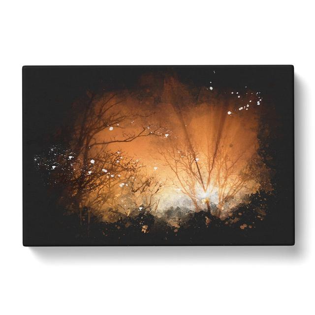 Sun Rays Through the Trees Paint Splash - Wrapped Canvas Graphic Art East Urban Home Size: 50cm H x 76cm W x 3cm D on Productcaster.