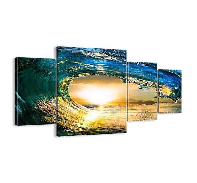 'In Emerald-Gold Crystal' - 4 Piece Unframed Photograph Print Set on Canvas Ebern Designs Size: 90cm H x 160cm W x 1.8cm D on Productcaster.