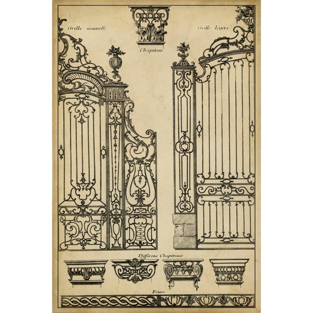 Vintage Gate II by J.F. Blondel - Wrapped Canvas Drawing Marlow Home Co. Size: 46cm H x 30cm W on Productcaster.